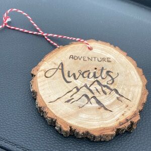NEW One of a kind handmade woodslice ornament or decoration, Adventure Awaits